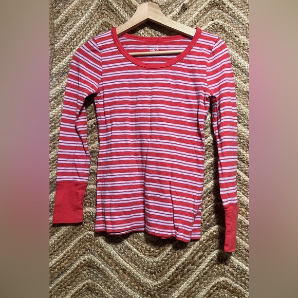 J.Crew Women's Striped Long Sleeve Painter Tee,Cranberry Red, Size XS - Picture 1 of 8